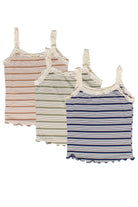 Striped Ribbed Lace Trim Tank Tops