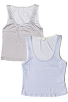 Pinstripe Picot Trim Tank Tops