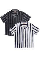 Vertical Striped Textured Button Up Shirts