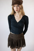 Long Sleeve Studded Wrap Top