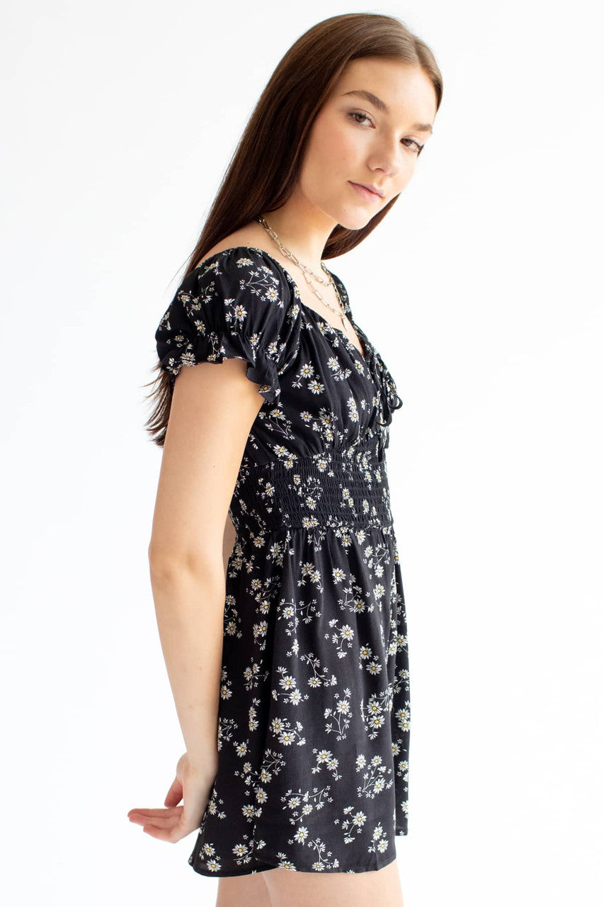Sunflower Smocked Waist Romper 1