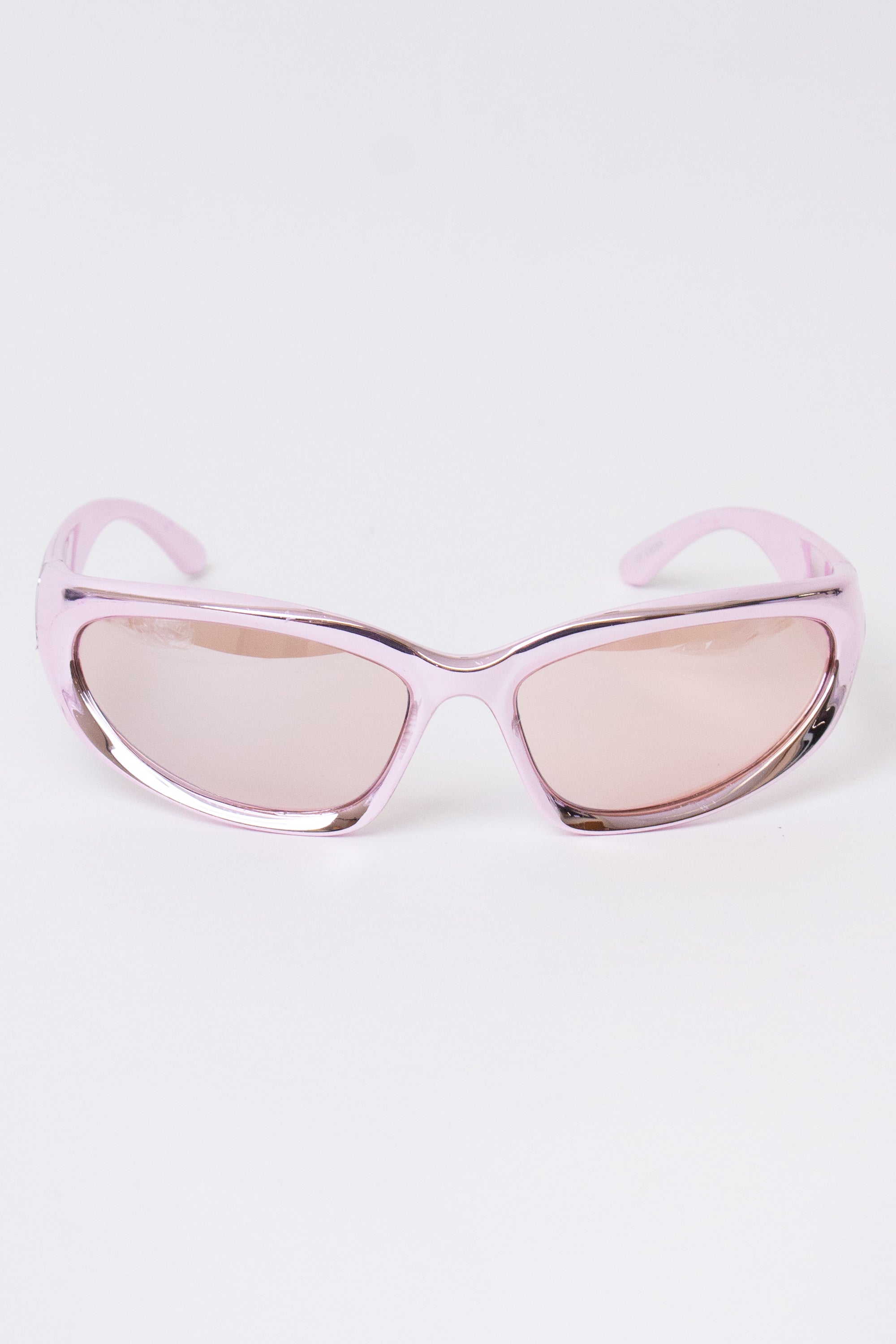 Pink Chrome Wraparound Sunglasses