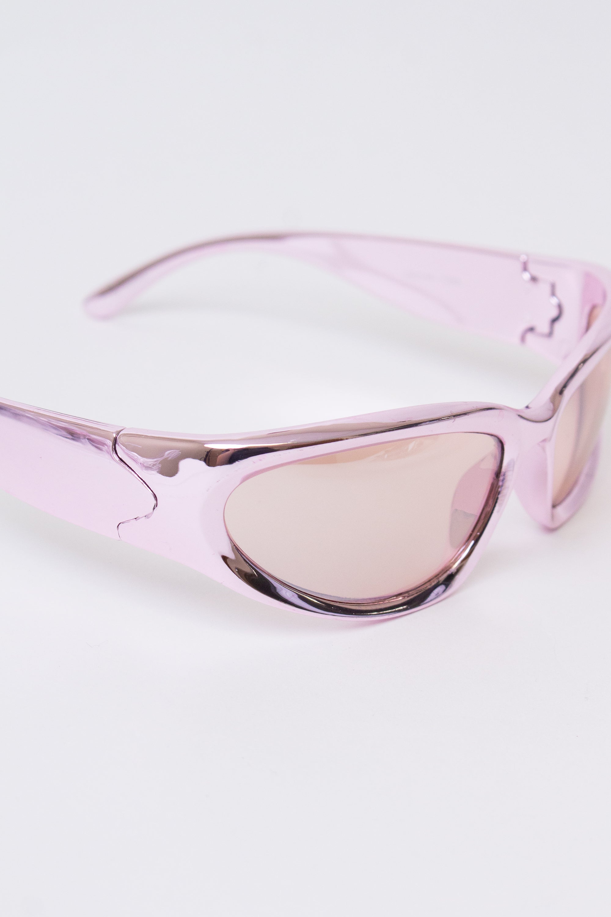 Pink Chrome Wraparound Sunglasses