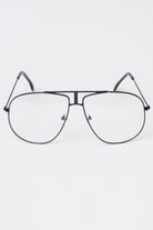 Metallic Frame Aviator Glasses - Black