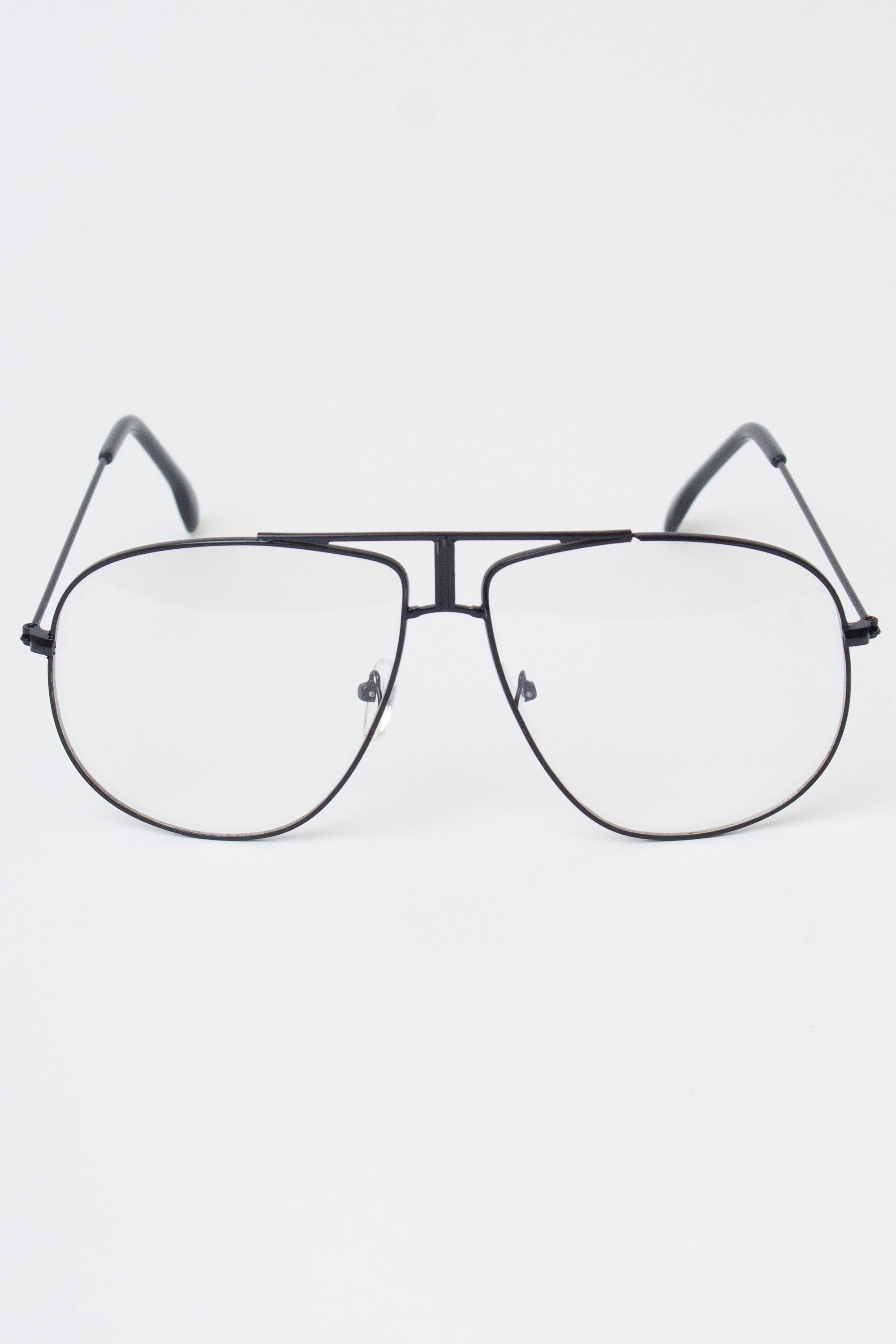 Metallic Frame Aviator Glasses - Black