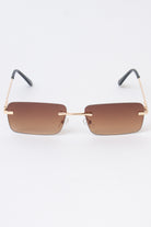 Rimless Rounded Rectangle Sunglasses - Brown