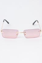 Rimless Rounded Rectangle Sunglasses - Mauve