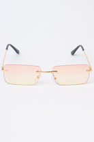 Rimless Rounded Rectangle Sunglasses - Orange