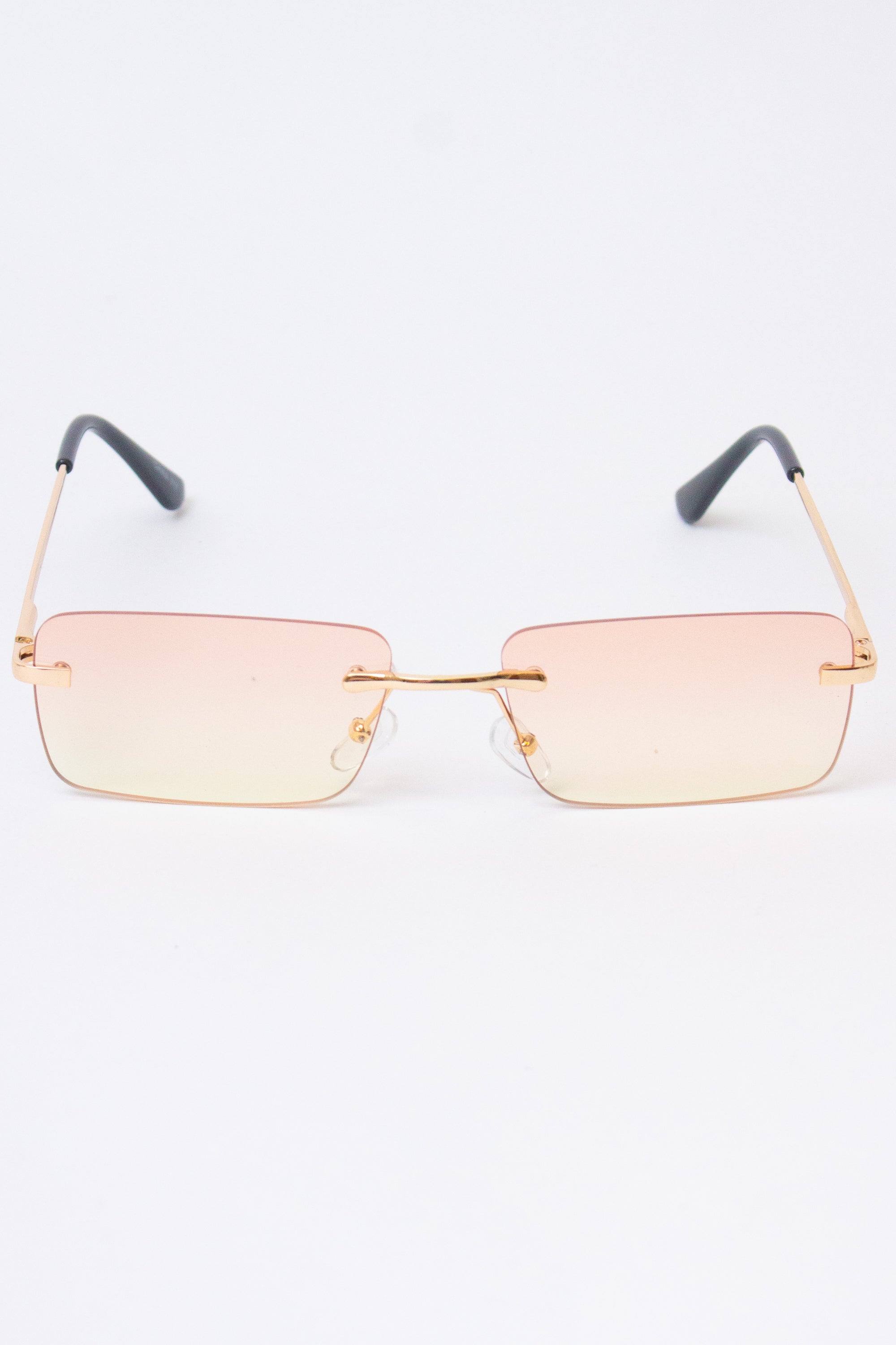 Rimless Rounded Rectangle Sunglasses - Orange