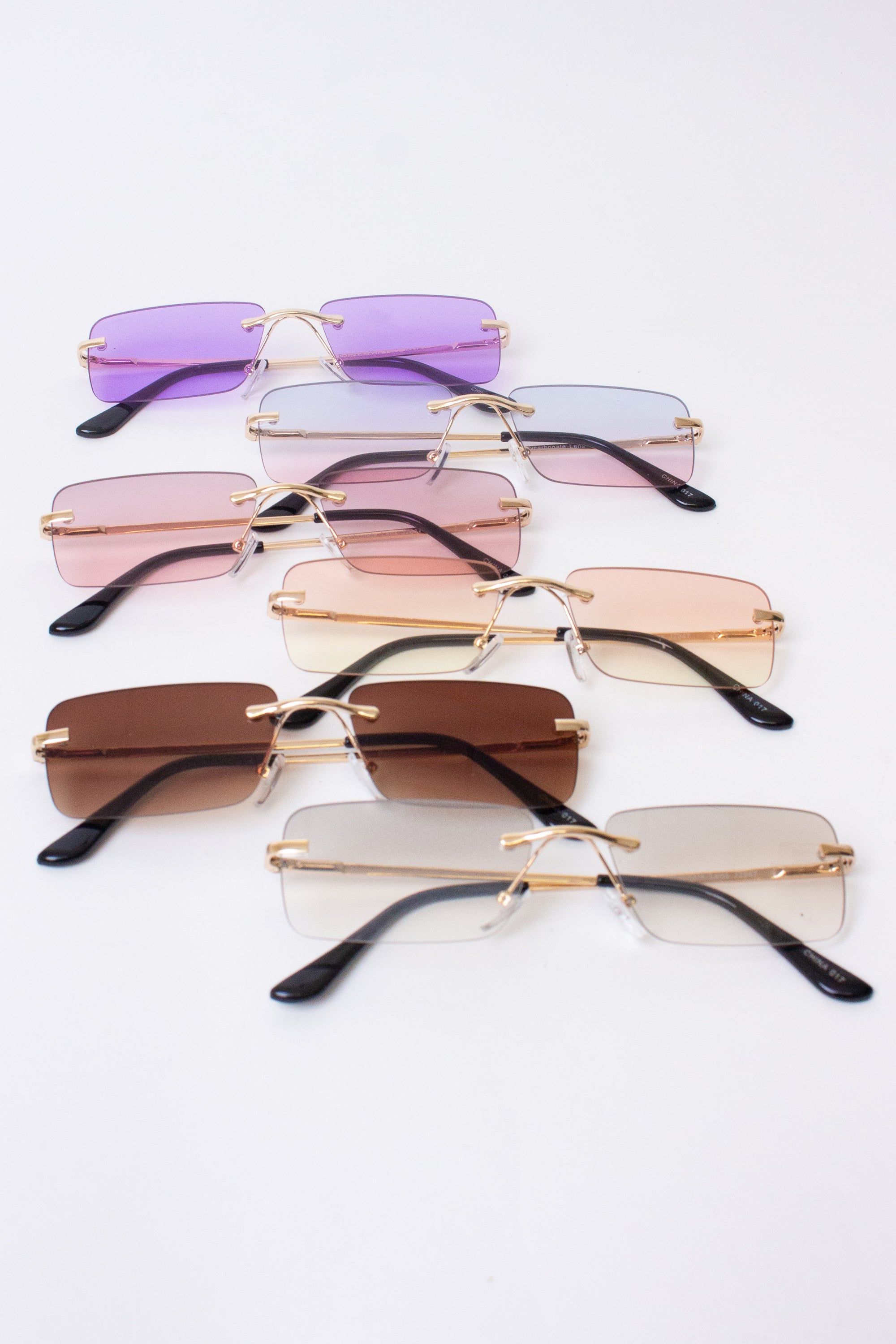 Rimless Rounded Rectangle Sunglasses
