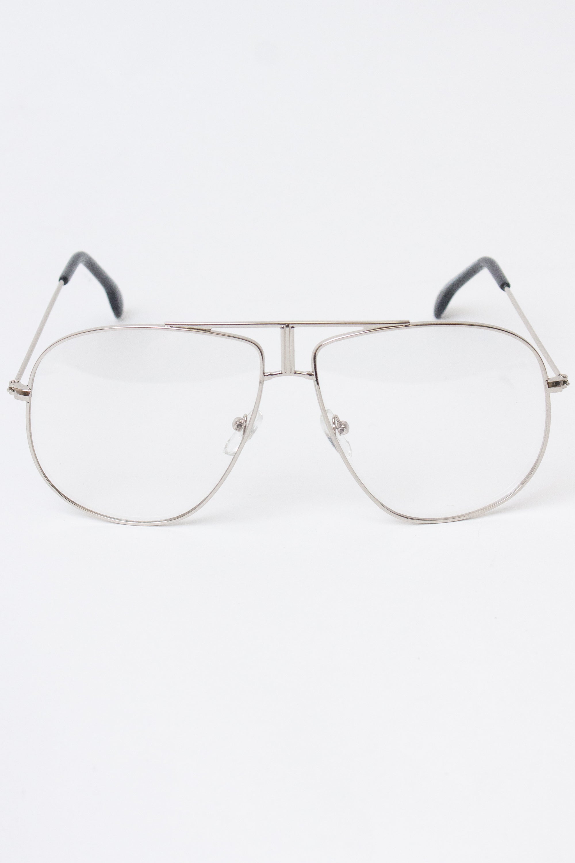 Metallic Frame Aviator Glasses - Silver