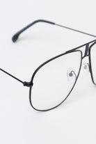 Metallic Frame Aviator Glasses - Black