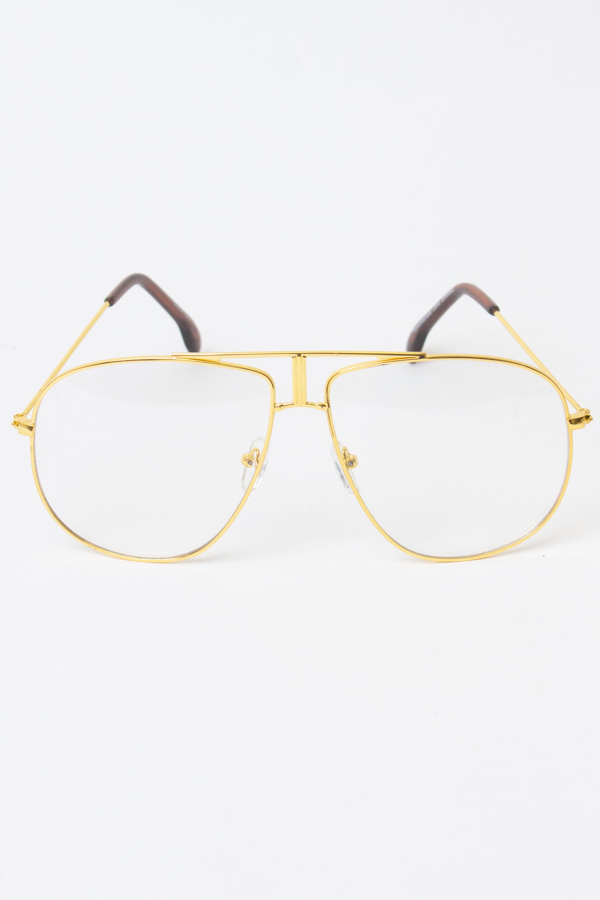 Metallic Frame Aviator Glasses - Gold