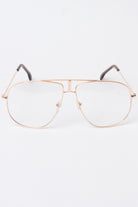 Metallic Frame Aviator Glasses - Rose Gold
