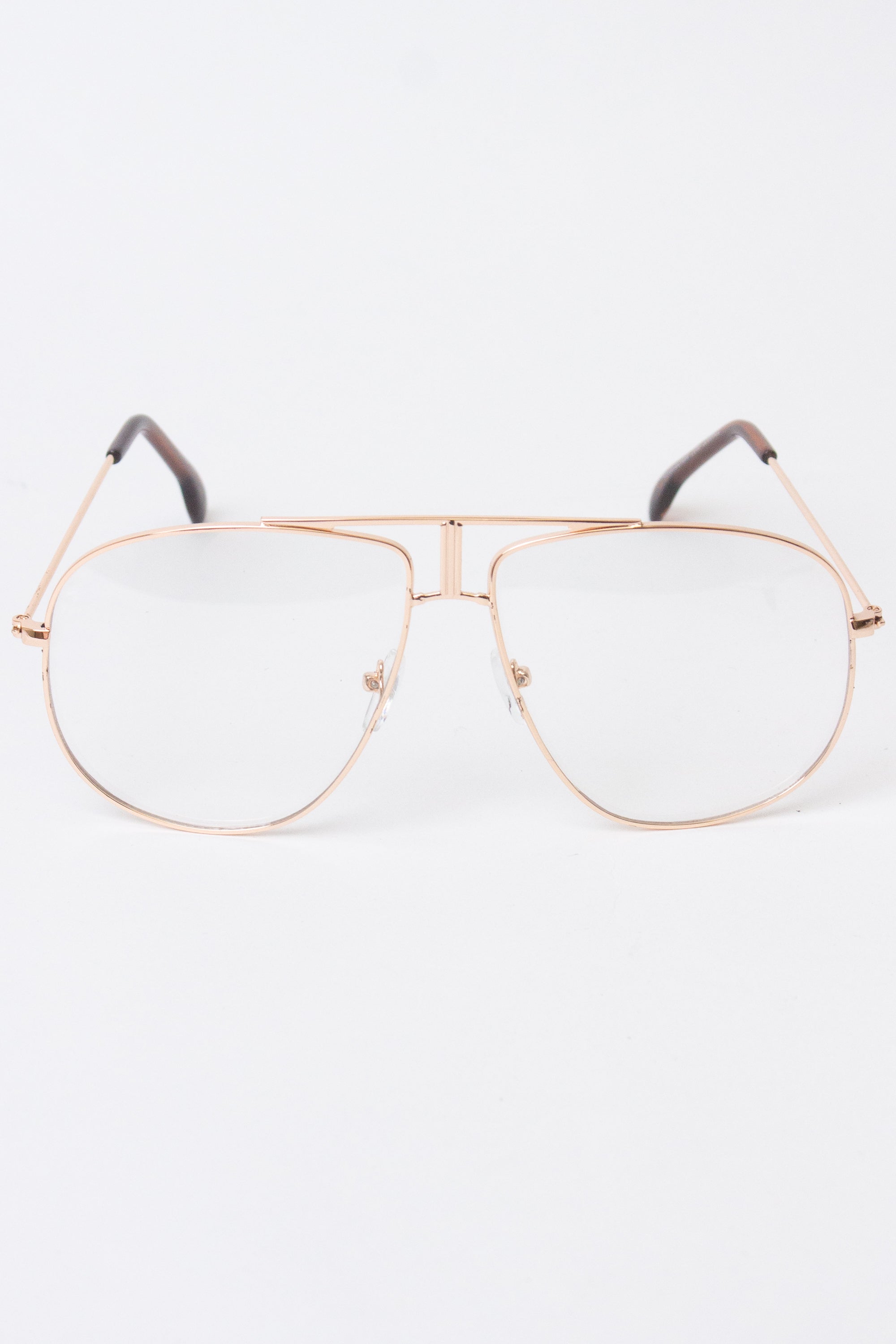 Metallic Frame Aviator Glasses - Rose Gold