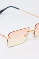 Rimless Rounded Rectangle Sunglasses - Orange