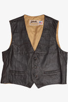 Vintage Schott Western Rancher Dark Brown Leather Vest (1980s)