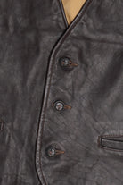 Vintage Schott Western Rancher Dark Brown Leather Vest (1980s)