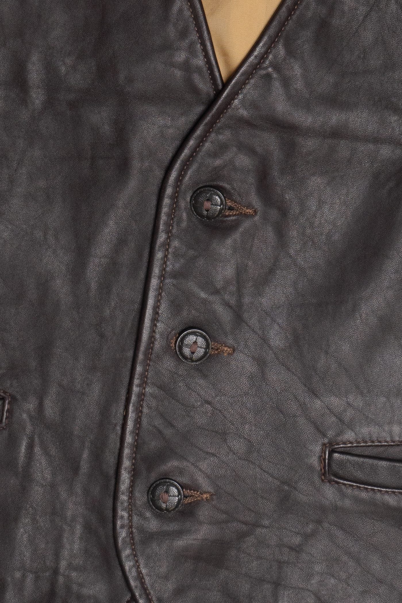 Vintage Schott Western Rancher Dark Brown Leather Vest (1980s)