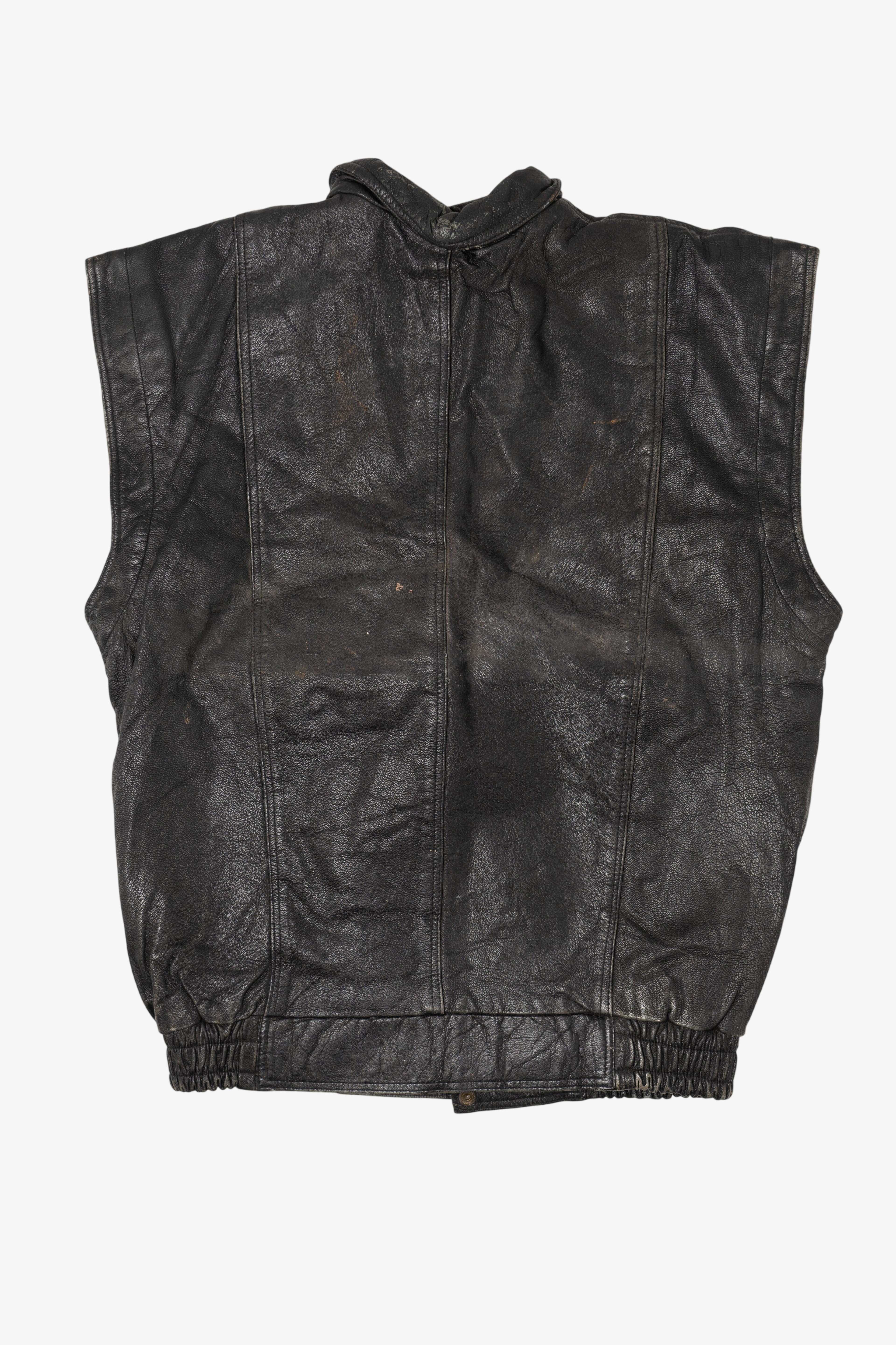 Vintage Black Leather Collection Motorcycle Vest (1990s)