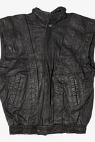 Vintage Black Leather Collection Motorcycle Vest (1990s)