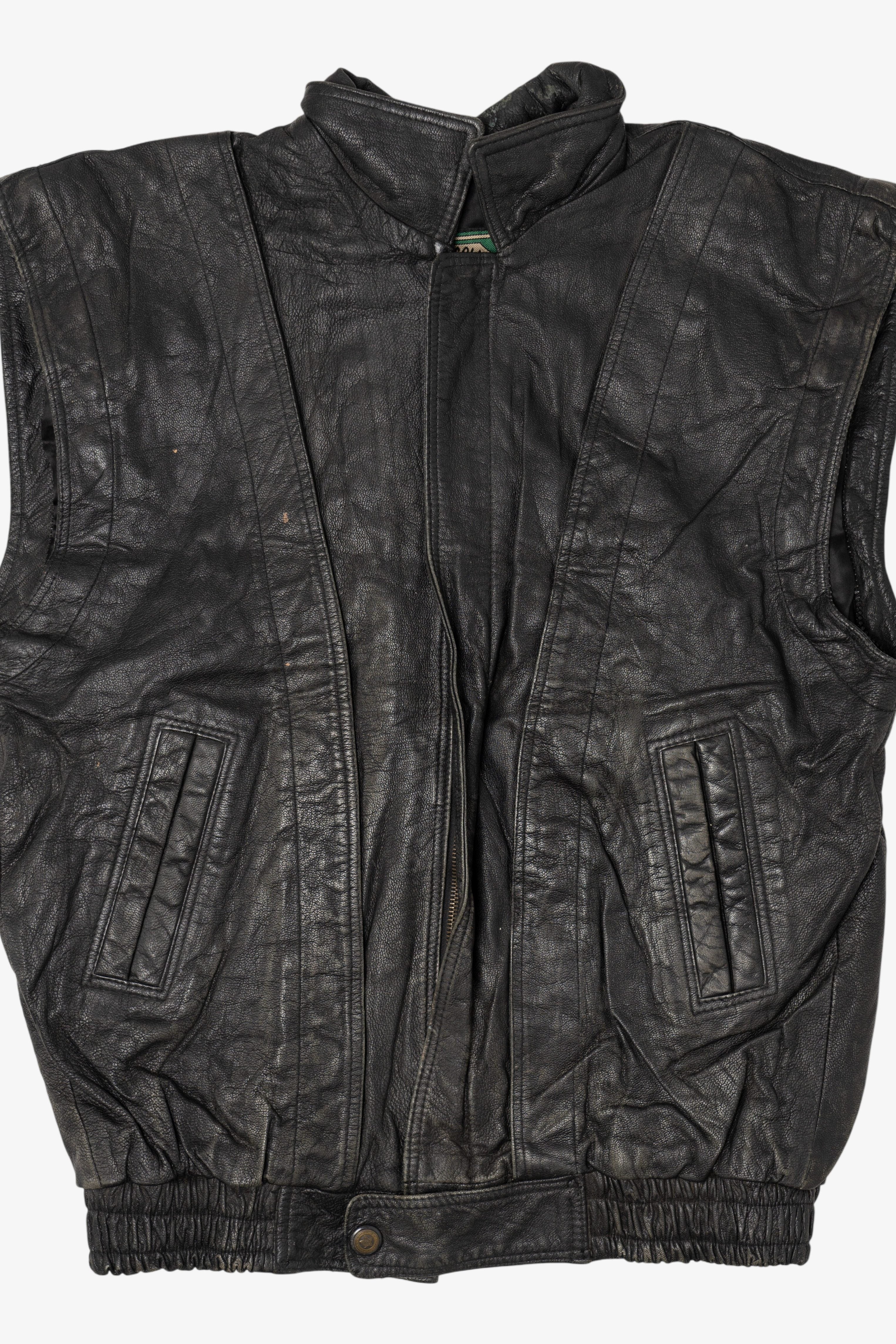 Vintage Black Leather Collection Motorcycle Vest (1990s)