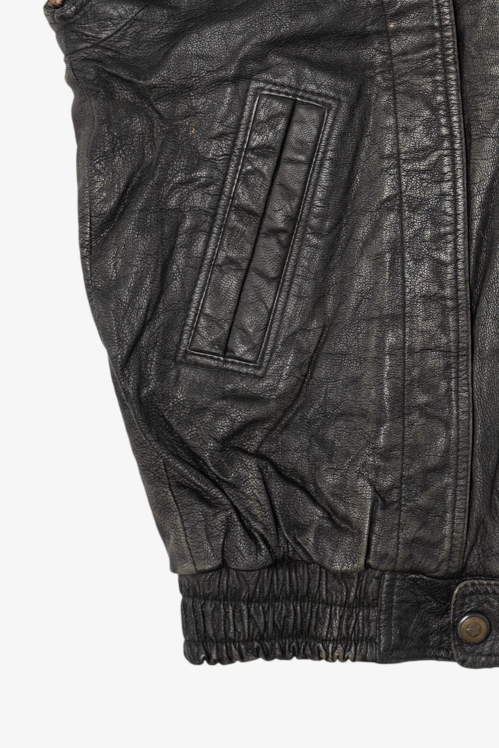 Vintage Black Leather Collection Motorcycle Vest (1990s)