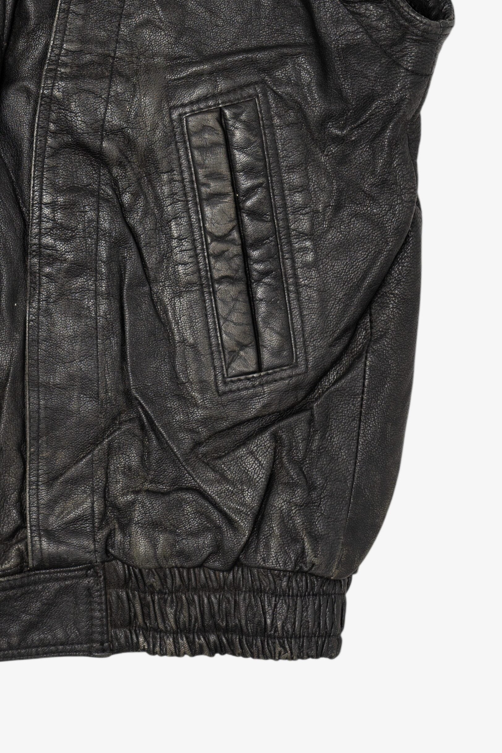 Vintage Black Leather Collection Motorcycle Vest (1990s)