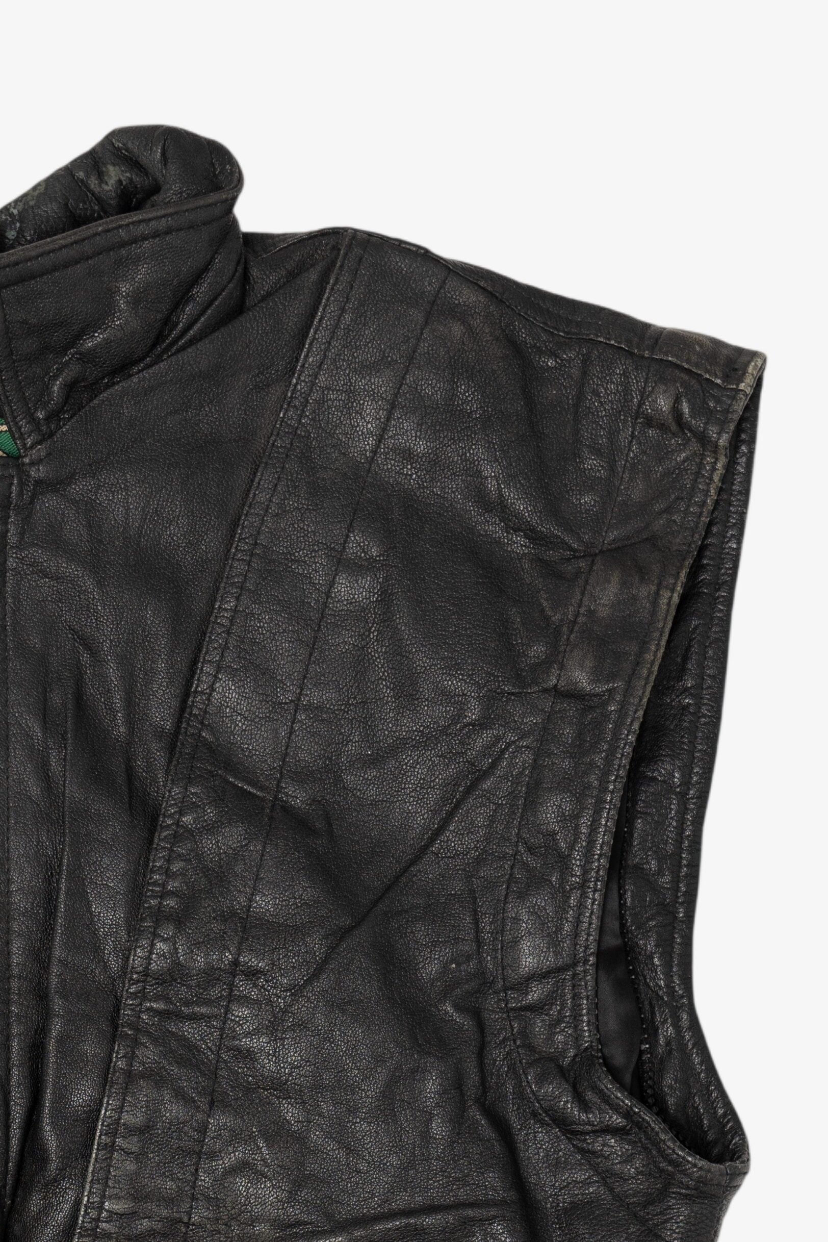 Vintage Black Leather Collection Motorcycle Vest (1990s)