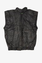 Vintage Black Leather Collection Motorcycle Vest (1990s)