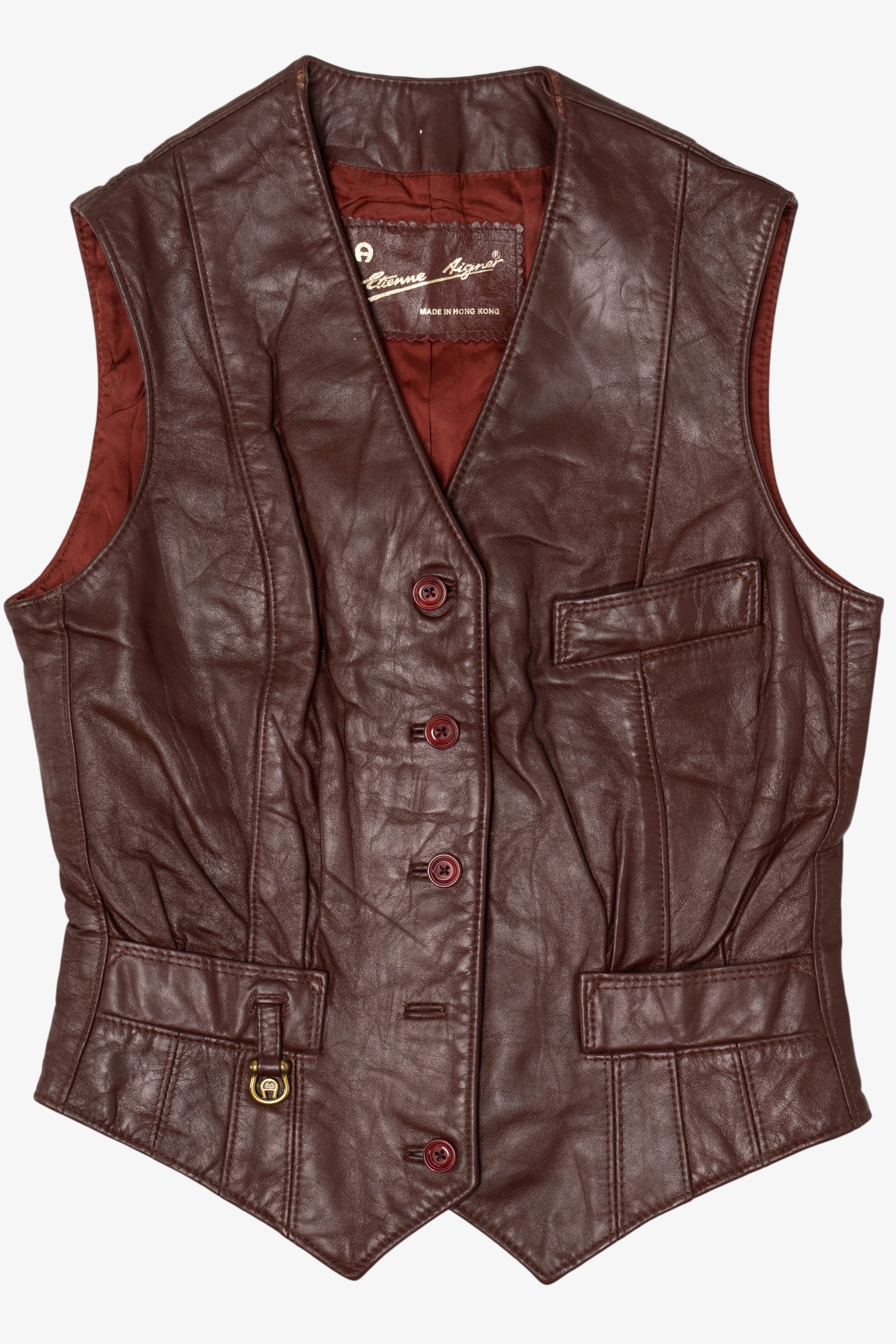 Vintage Mahogany Etienne Aigner Leather Vest (1970s)