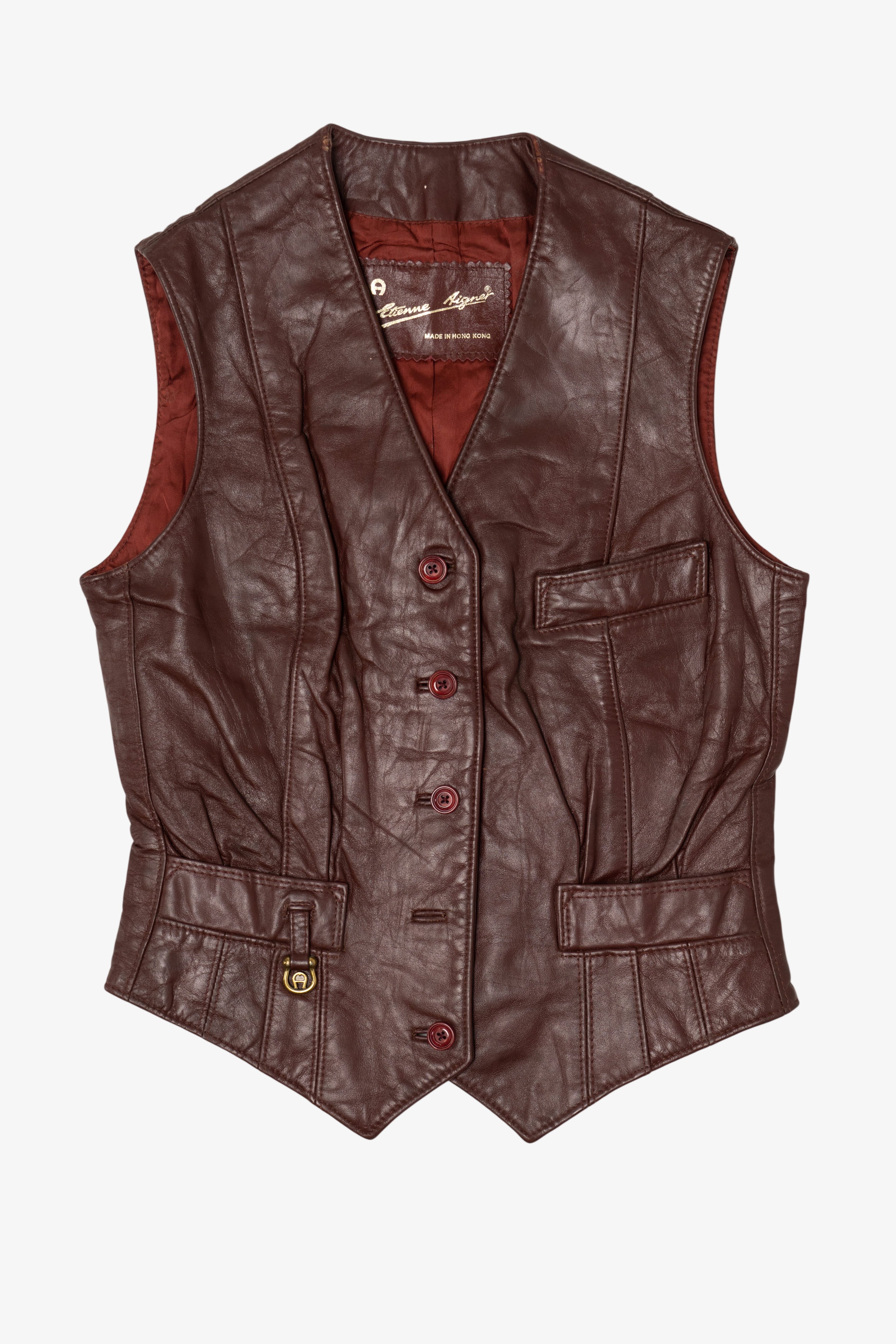 Vintage Mahogany Etienne Aigner Leather Vest (1970s)