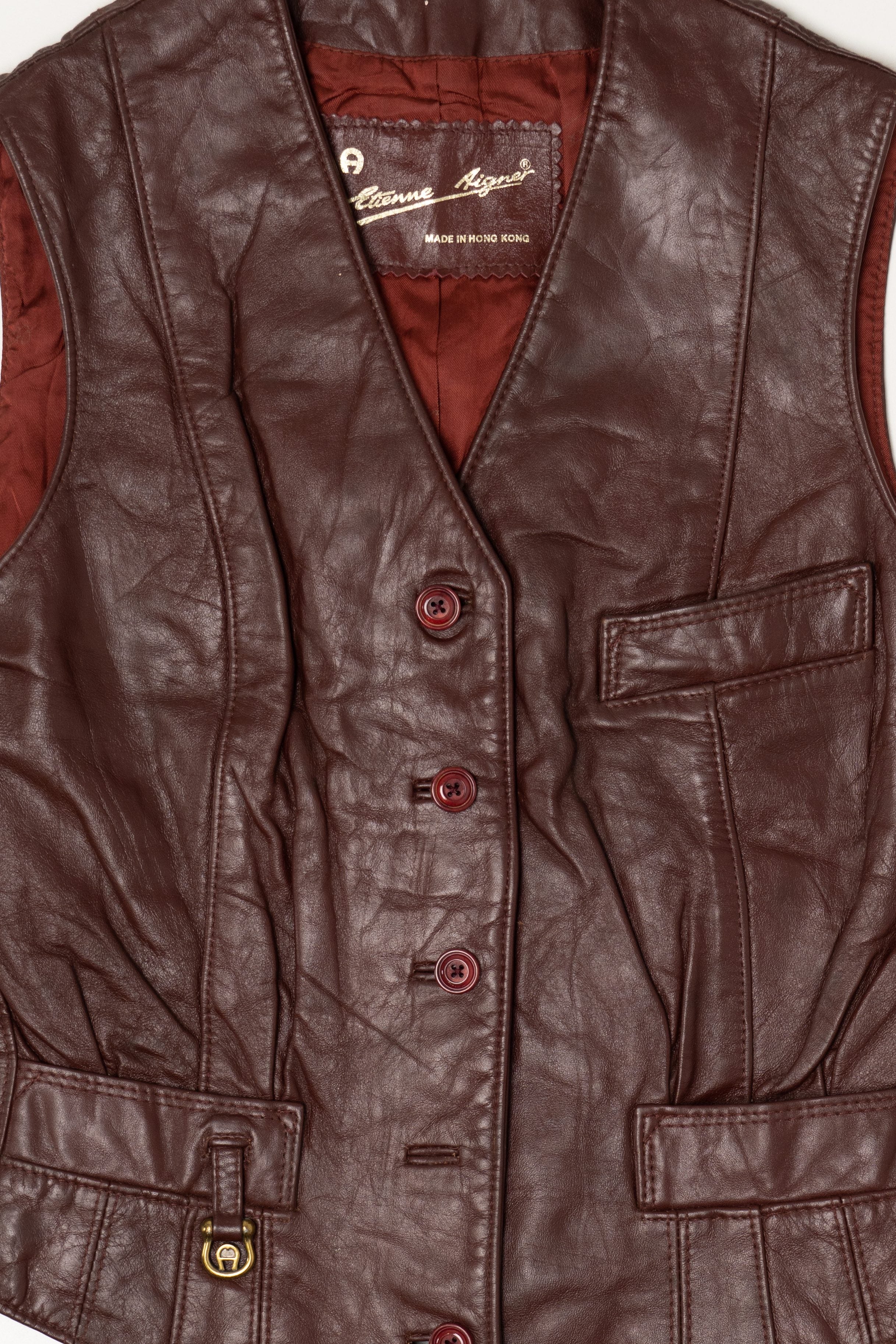 Vintage Mahogany Etienne Aigner Leather Vest (1970s)