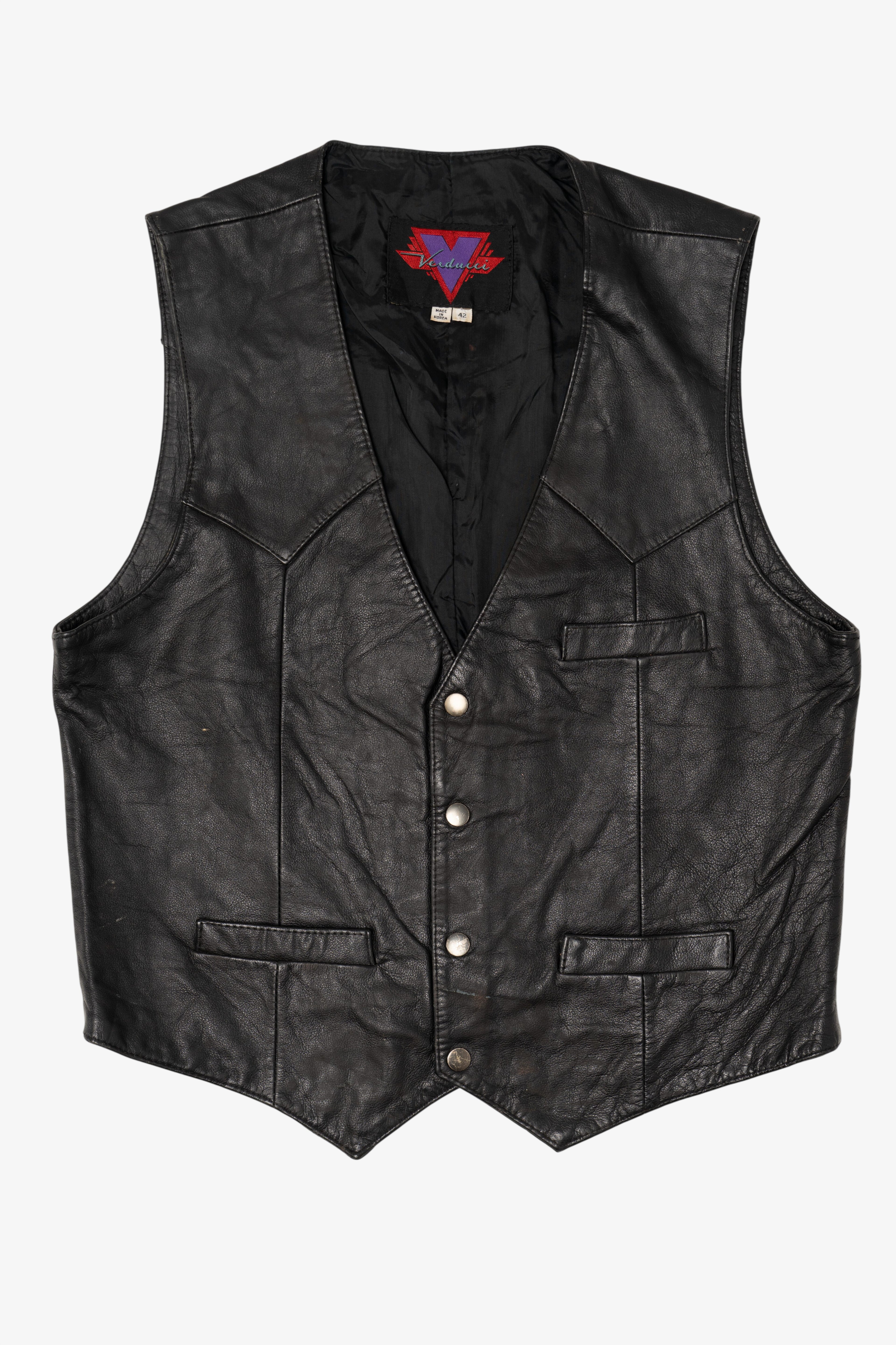 Vintage Black Verducci Leather Vest (1980s)
