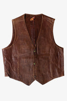 Vintage Brown Leather Snap Vest (1970s)