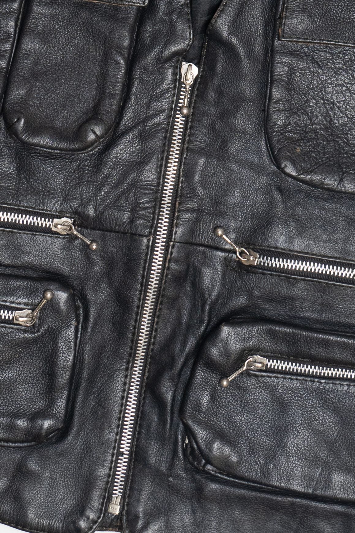Vintage A-1 Genuine Leather Multi-Pocket Vest (1990s)