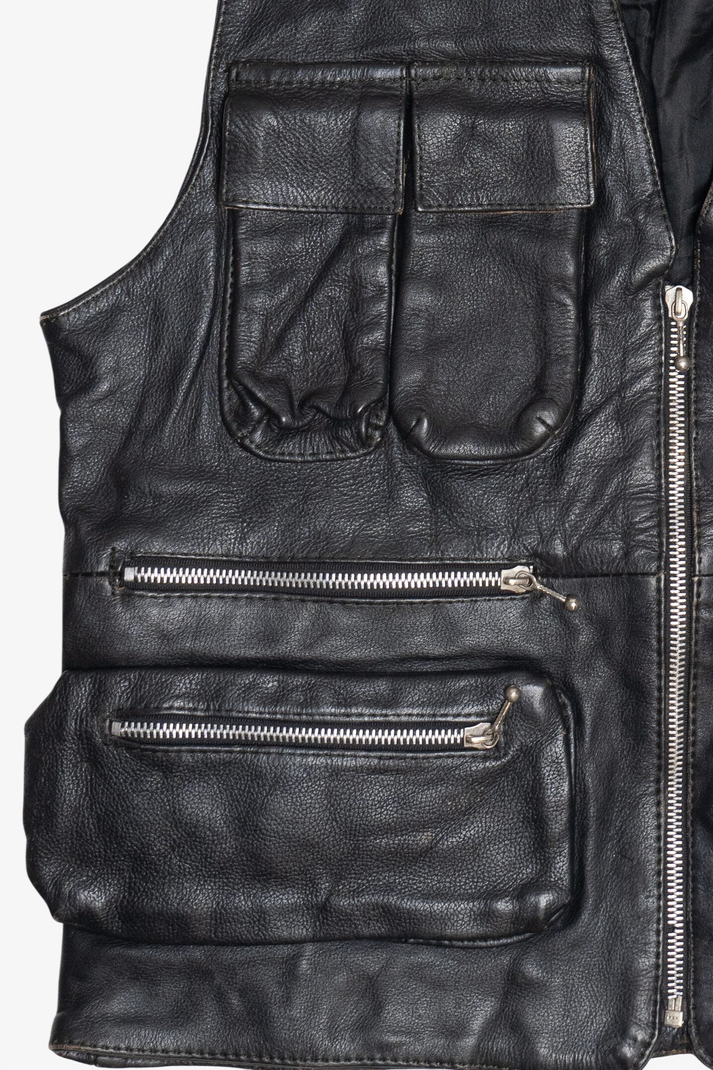 Vintage A-1 Genuine Leather Multi-Pocket Vest (1990s)