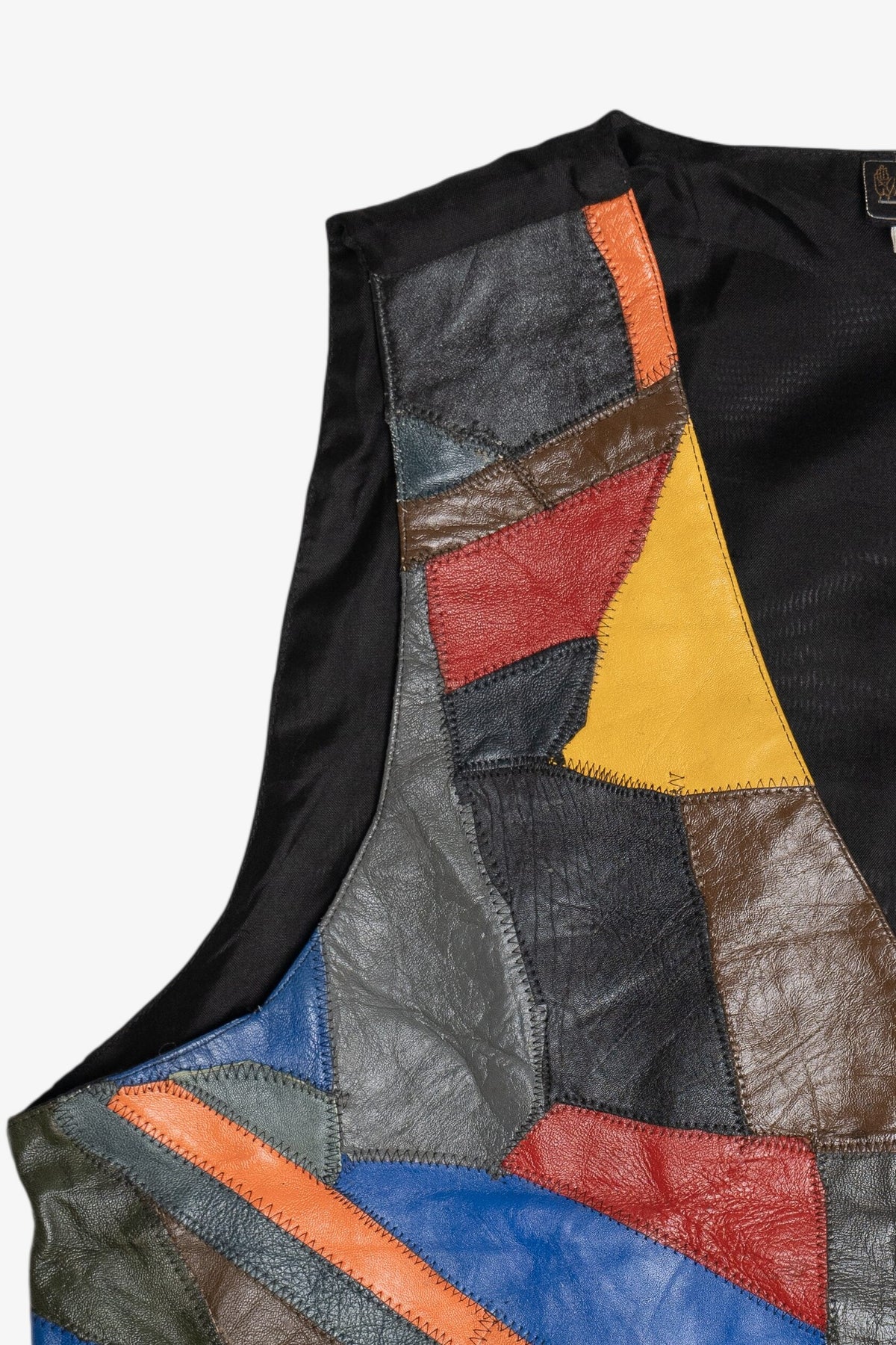 Vintage Colorful Patchwork Leather Vest (1980s)