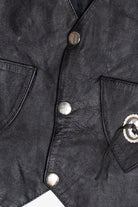 Vintage Leather Fringe Vest With Harley Davidson Pin (1990s)