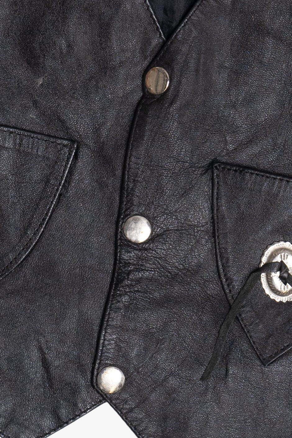 Vintage Leather Fringe Vest With Harley Davidson Pin (1990s)