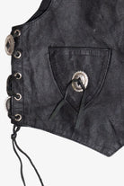 Vintage Leather Fringe Vest With Harley Davidson Pin (1990s)