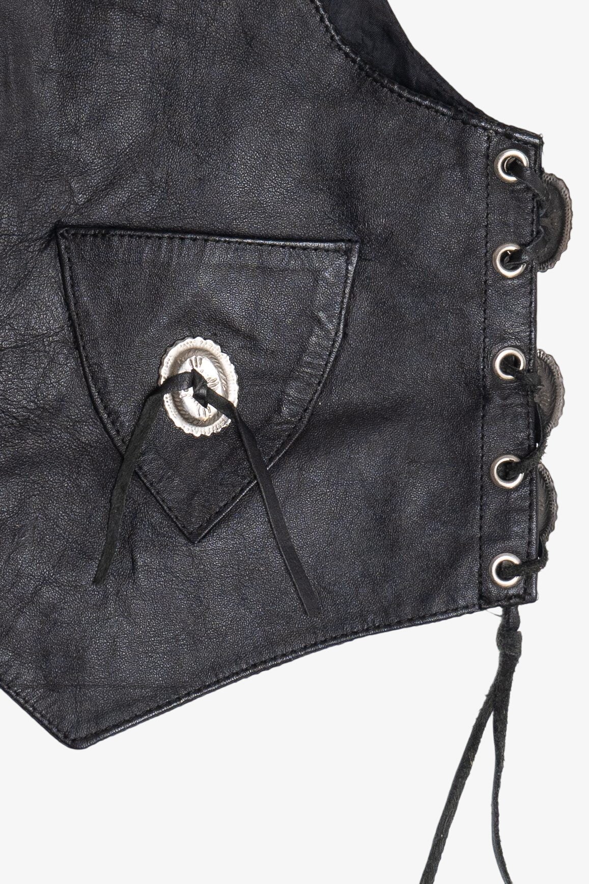 Vintage Leather Fringe Vest With Harley Davidson Pin (1990s)