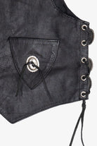 Vintage Leather Fringe Vest With Harley Davidson Pin (1990s)