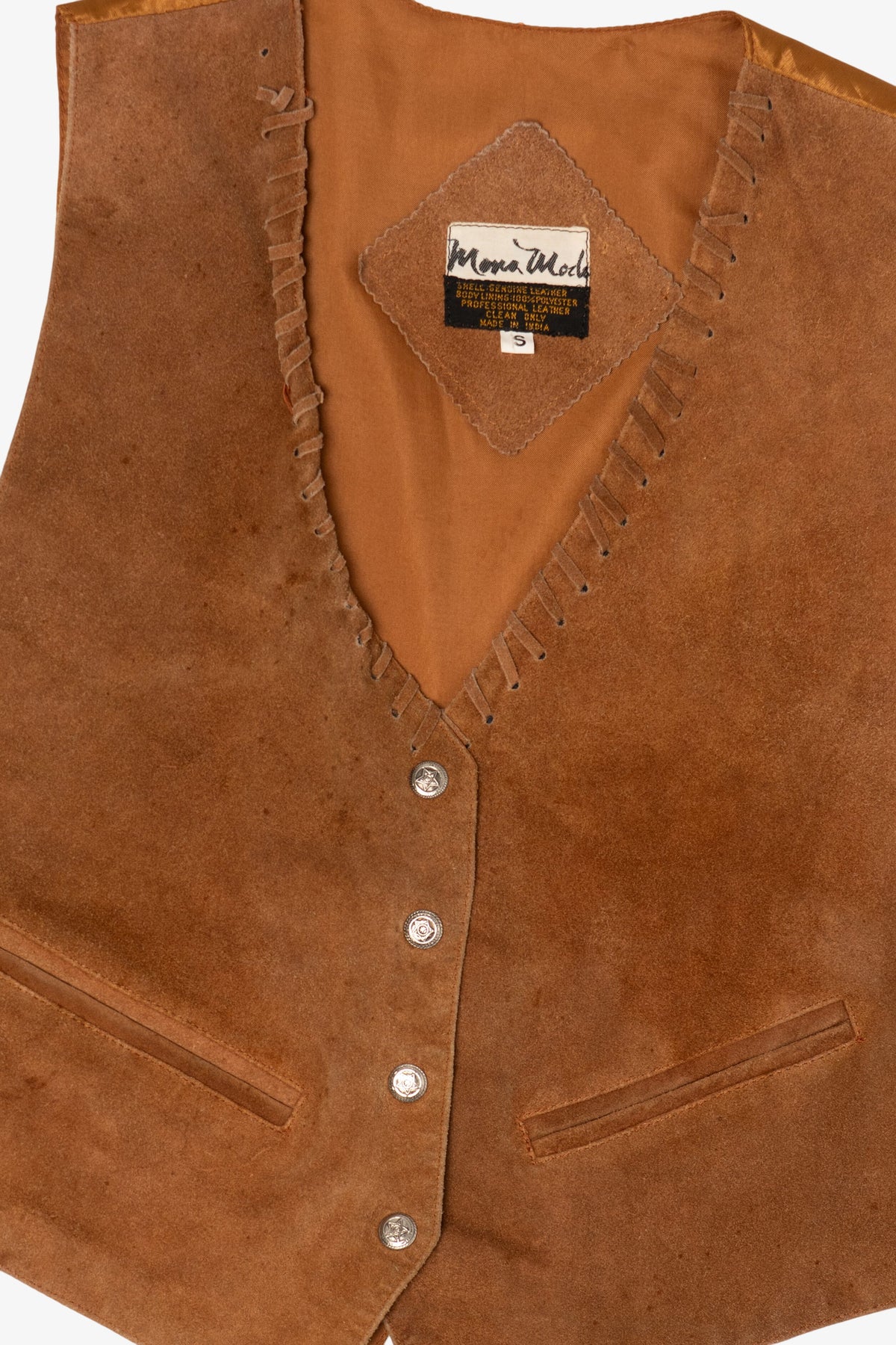 Vintage Brown Leather Mona Mode Vest (1980s)