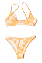 Orange Gingham Lace Trim Bikini Bottom