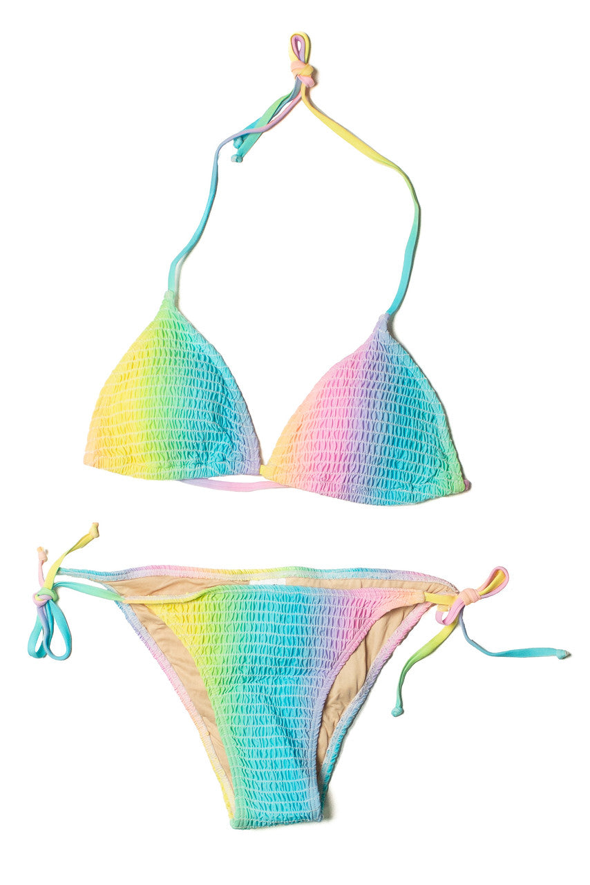 Smocked Rainbow String Bikini Top