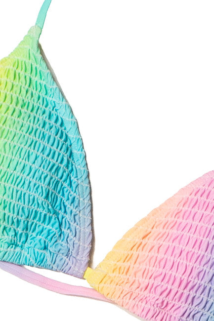 Smocked Rainbow String Bikini Top