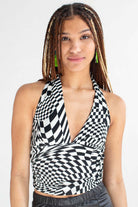 Trippy Checkered Halter Top