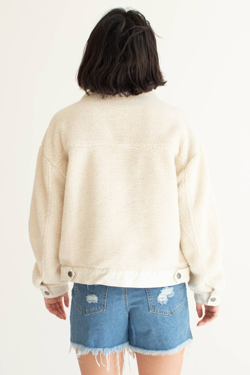Cream Teddy Trucker Jacket