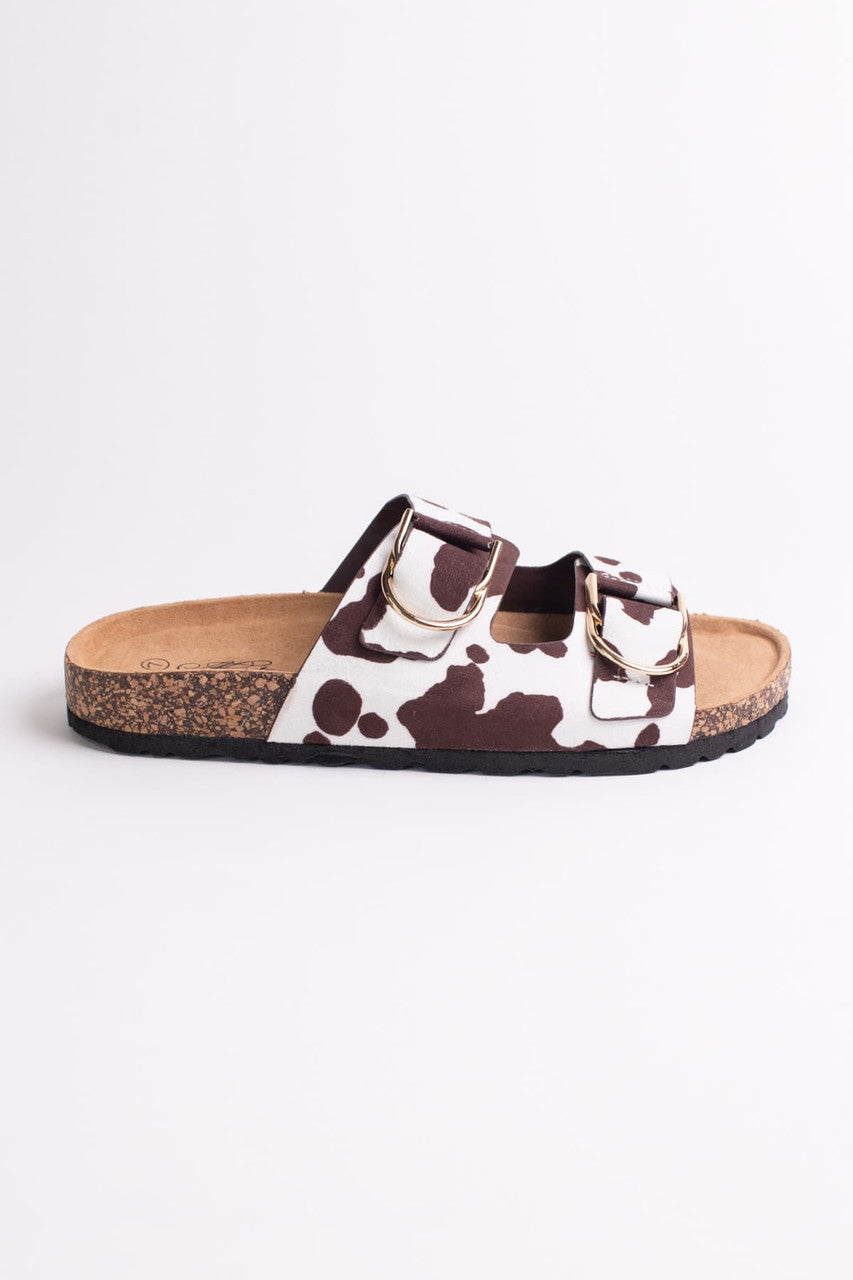 Brown Cow Print Sandals